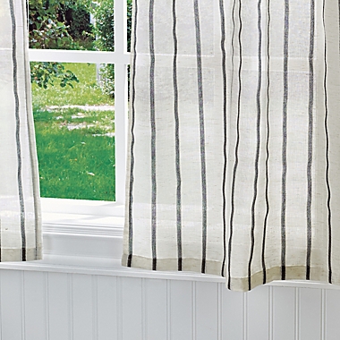 Martha Stewart Laguna Stripe 36-Inch Kitchen Window Curtain Tier Pair &amp; Valance Set. View a larger version of this product image.