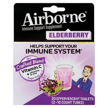 Airborne&reg; 20-Count Immune Support Effervescent Tablets in Elderberry. View a larger version of this product image.