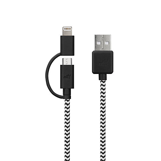 Alternate image 1 for MyTech 6-Foot Multicolor Braided Nylon Micro USB & Lightning Cable