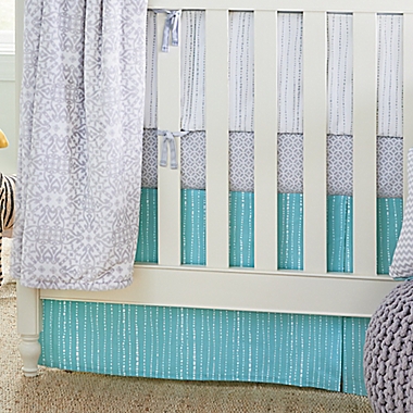 Wendy Bellissimo&trade; Mix & Match Dotted Stripe Crib Skirt in Teal. View a larger version of this product image.