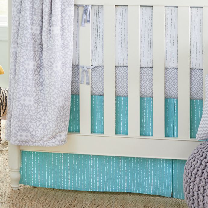 Wendy Bellissimo Mix Match Dotted Stripe Crib Skirt In Teal