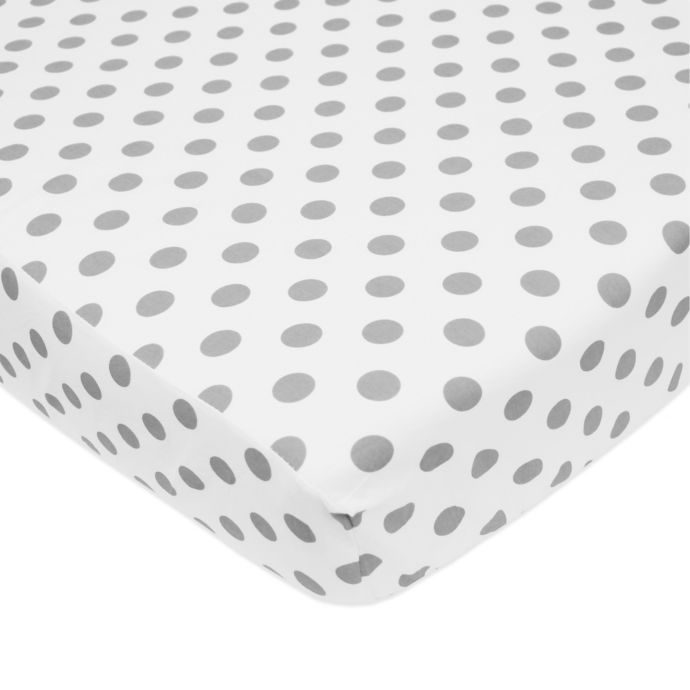 Tl Care Cotton Percale Polka Dot Fitted Crib Sheet In Grey Bed