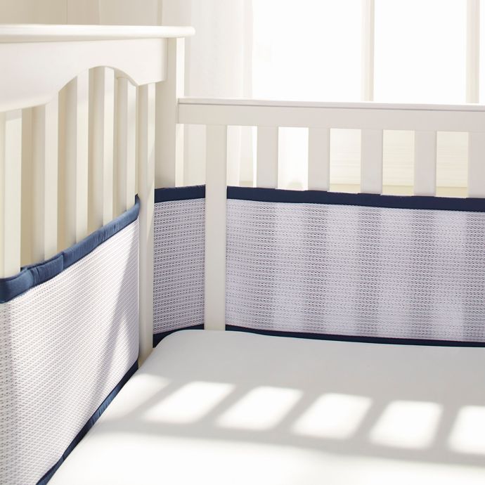 Breathable Baby Deluxe Breathable Mesh Crib Liner In Navy Bed