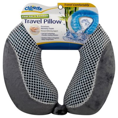 Cl&ouml;udz&reg; Cool Gel and Bamboo Memory Foam Travel Pillow in Grey