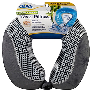 Cl&ouml;udz&reg; Cool Gel and Bamboo Memory Foam Travel Pillow in Grey. View a larger version of this product image.