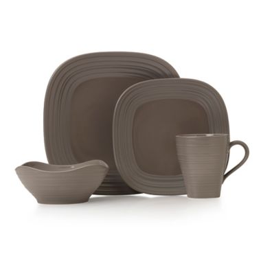 Mikasa&reg; Swirl Square 4-Piece Place Setting in Mocha. View a larger version of this product image.
