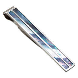 M-Clip® Stainless Steel Double Grey Mother of Pearl Inlay Tie Bar