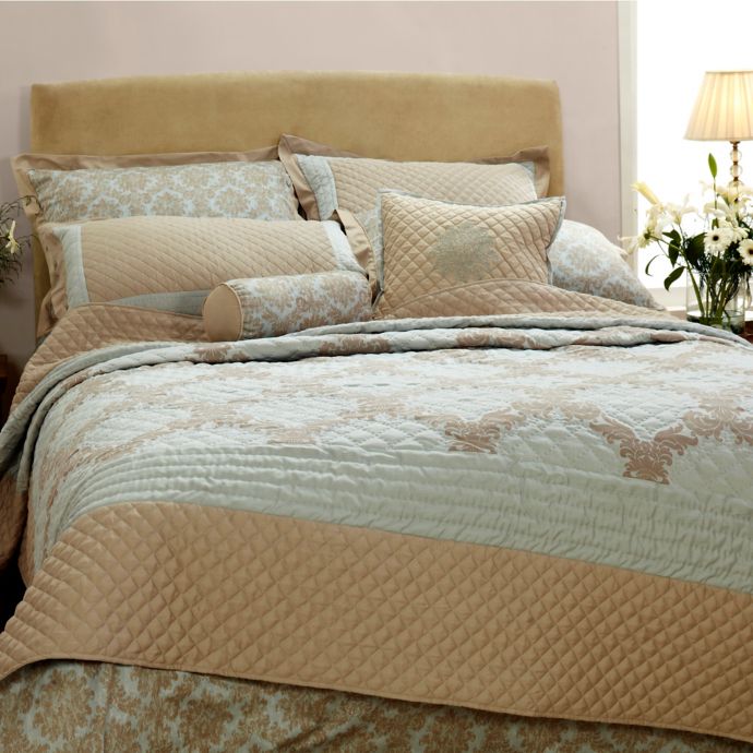 Quint Damask Coverlet Set in Sage Bed Bath & Beyond