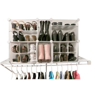 Atlas Telescopic 42 Pairs Metal Shoe Rack In White Grey Bed Bath Beyond