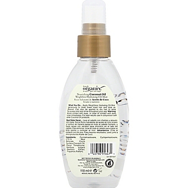 OGX&reg; 4 fl. oz. Nourishing Coconut Oil Weightless Hydrating Oil Mist. View a larger version of this product image.