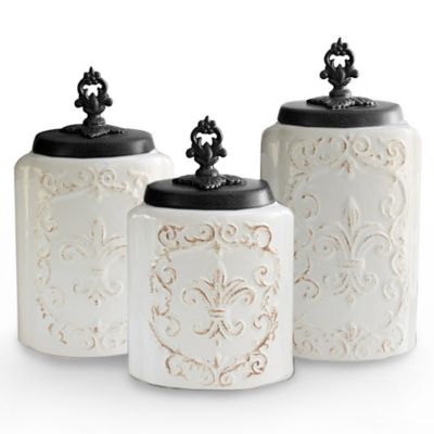 American Atelier 3-Piece Antique Canister Set in White
