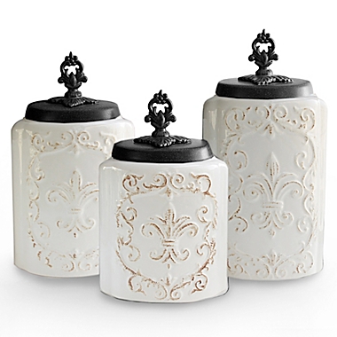 American Atelier 3-Piece Antique Canister Set in White. View a larger version of this product image.