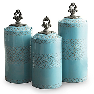 American Atelier 3-Piece Quatra Canister Set in Blue. View a larger version of this product image.