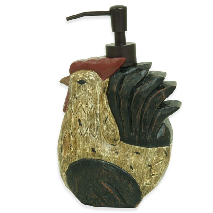 Bacova Resin Rocky the Rooster Lotion Dispenser in Brown Bed Bath