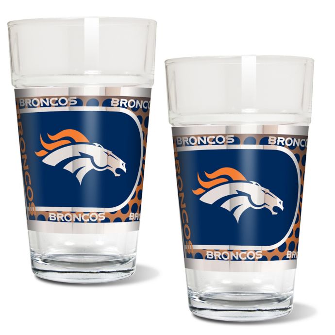 NFL Denver Broncos Metallic Pint Glass (Set of 2) | Bed Bath and Beyond ...