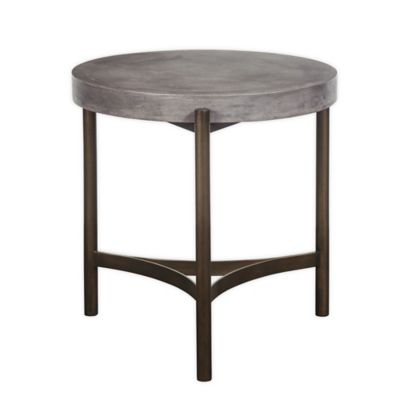 Modus Furniture Lyon Round Concrete and Metal Side Table