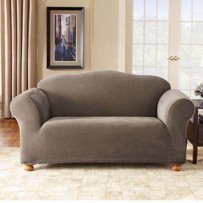 Sure Fit Stretch 1 Piece Corduroy Pearson Sofa Slipcover Brown Box Style Cushion 