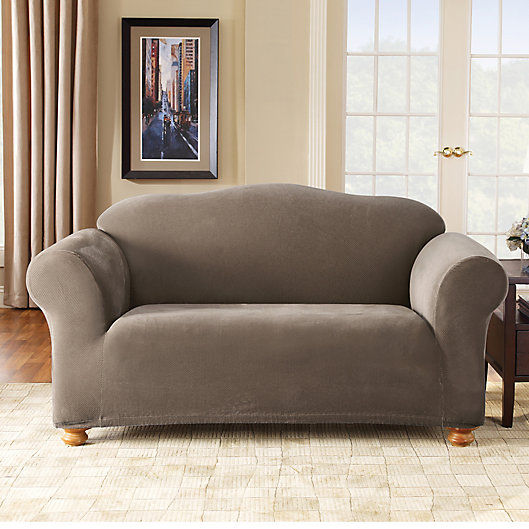 Alternate image 1 for Sure Fit® Stretch Pixel Corduroy 1-Piece Loveseat Slipcover