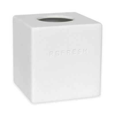 white plastic tissue box cover