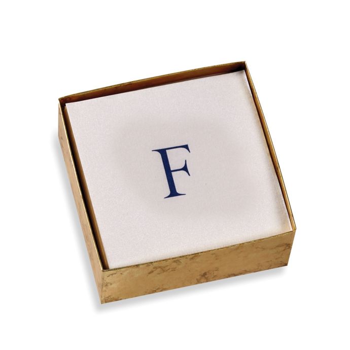 Caspari Initial Boxed Cocktail Napkin in Blue Bed Bath & Beyond