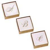 Caspari Script Initial Boxed Cocktail Napkin in Gold