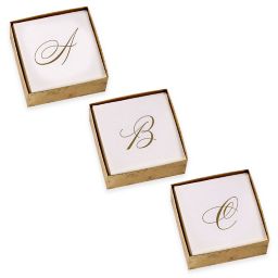 Caspari Script Initial Boxed Cocktail Napkin in Gold