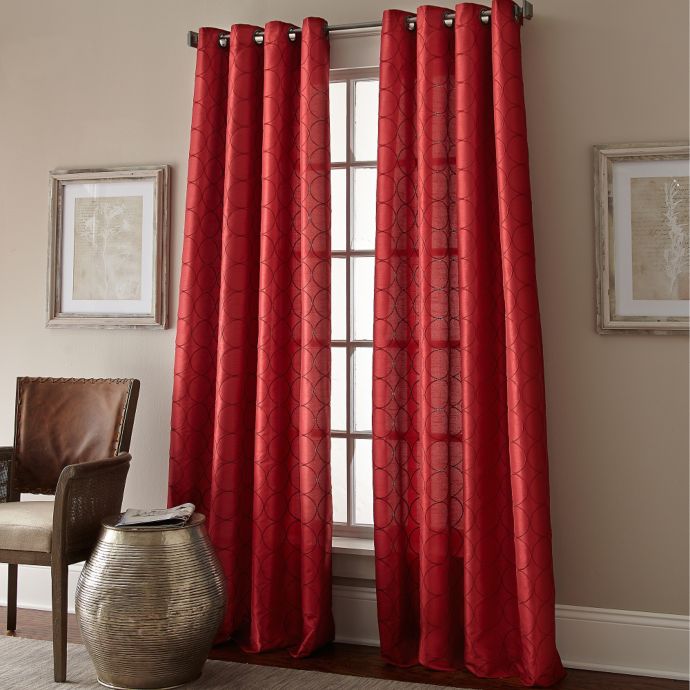 Manhattan Grommet Top Embroidered Window Curtain Panel Bed Bath