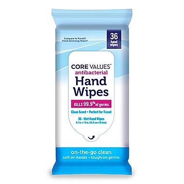 Core Values&trade; 36-Count Antibacterial Hand Wipes. View a larger version of this product image.