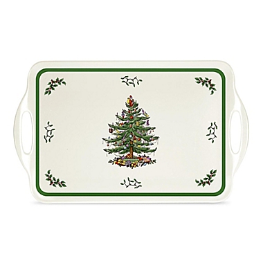 Spode&reg; Pimpernel Christmas Tree Large Handled Tray. View a larger version of this product image.