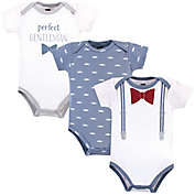 Hudson Baby&reg; Size 0-3M 3-Pack Mister Handsome Bodysuits in Blue/White