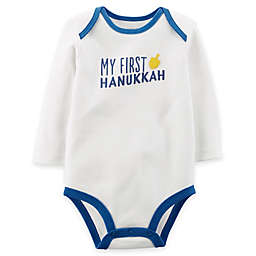 carter's® "My First Hanukkah" Long Sleeve Bodysuit in White