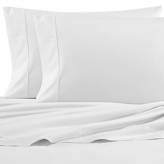 Alternate image 1 for Nautica® 200-Thread-Count Solid Queen Sheet Set in White