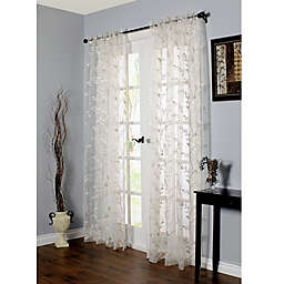 Venice Embroidered Sheer Window Curtain Panel in White (Single)
