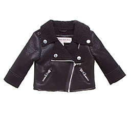 Urban Republic Bonded Suede Moto Jacket with Sherpa Lining in Black