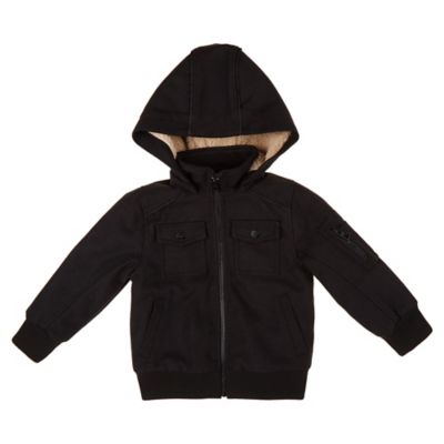 Urban Republic Size 3-6M Wool Jacket with Shepherd Hood in Black