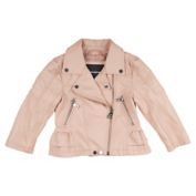 Urban Republic Ruffle Faux Fur Moto Jacket in Rose