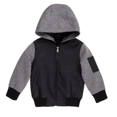 Urban Republic Size 3-6M Faux Leather Jacket in Black/Grey