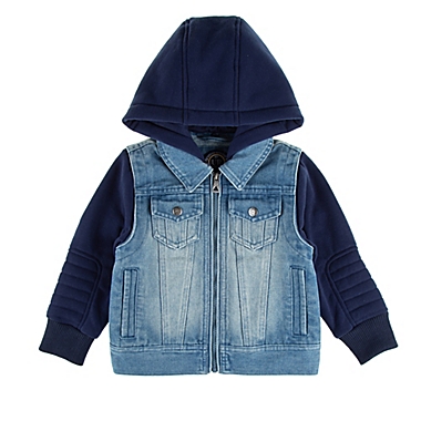 Urban Republic&reg; Size 6-9M Denim Hooded Jacket in Medium Wash. View a larger version of this product image.
