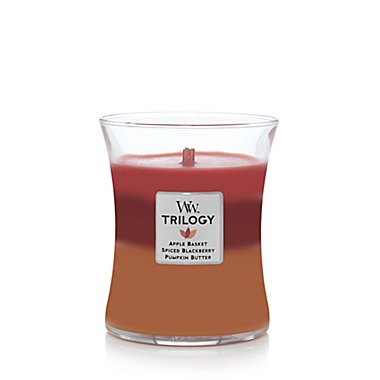WoodWick&reg; Trilogy Autumn Harvest 9.7 oz. Hourglass Candle. View a larger version of this product image.