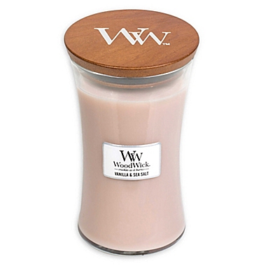 WoodWick&reg; Vanilla &amp; Sea Salt Large Hourglass Jar Candle. View a larger version of this product image.