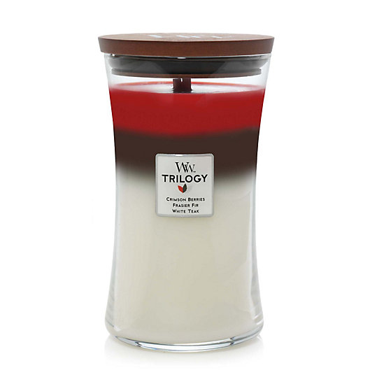 Alternate image 1 for WoodWick® Trilogy Winter Garland Large Hourglass Jar Candle
