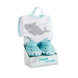 Baby Aspen Chomp and Stomp Shark Bib and Booties Gift Set