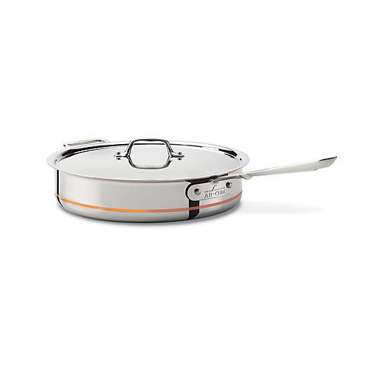 Alternate image 1 for All-Clad Copper Core® 5 qt. Stainless Steel Covered Sauté Pan with Helper Handle