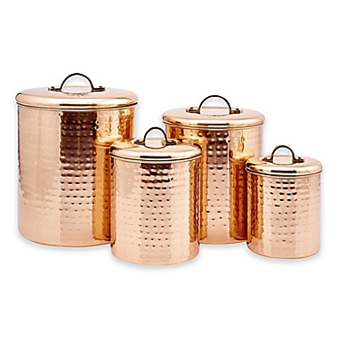 Old Dutch International Décor Hammered Copper 4-Piece Canister Set. View a larger version of this product image.