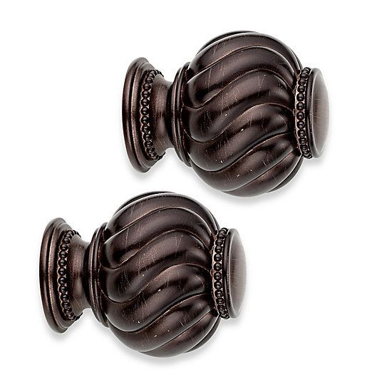 Alternate image 1 for Cambria® Premier Twist Ball Finials in Oil Rubbed Bronze (Set of 2)