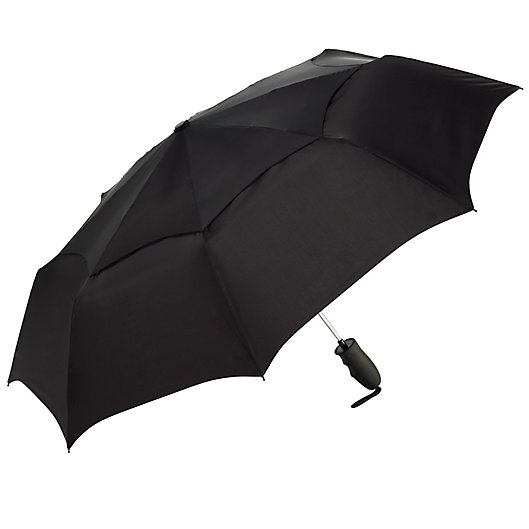 Alternate image 1 for Shedrain® Windjammer Vented Auto Open Compact Umbrella in Black