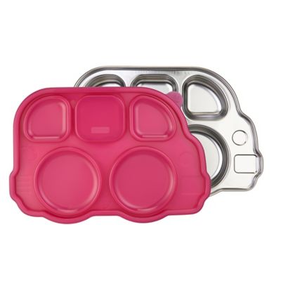 Innobaby Din Din SMART&trade; Stainless Bus Platter with Sectional Lid in Pink