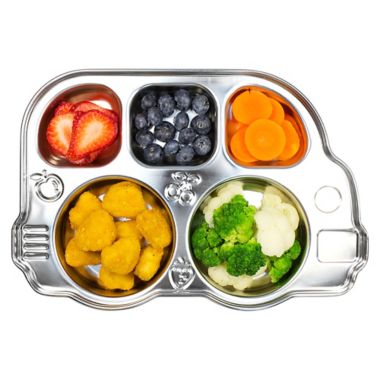 Innobaby Din Din SMART&trade; Stainless Bus Platter with Sectional Lid in Pink. View a larger version of this product image.