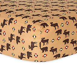 Trend Lab® Northwoods Flannel Fitted Bear and Moose Crib Sheet in Tan/Brown