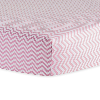 Trend Lab&reg; Chevron Flannel Fitted Crib Sheet in Pink. View a larger version of this product image.